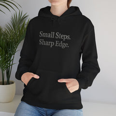 Inspirational Hoodie for Personal Growth - Small Steps Sharp Edge, Casual Wear, Gift for Friends, Motivational Apparel, Unisex Fashion