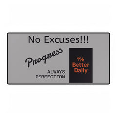 Motivational Desk Mat - No Excuses!!!, Progress, Office Decor, Writing Surface, Gift for Students, Home Office Essentials