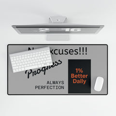 Motivational Desk Mat - No Excuses!!!, Progress, Office Decor, Writing Surface, Gift for Students, Home Office Essentials