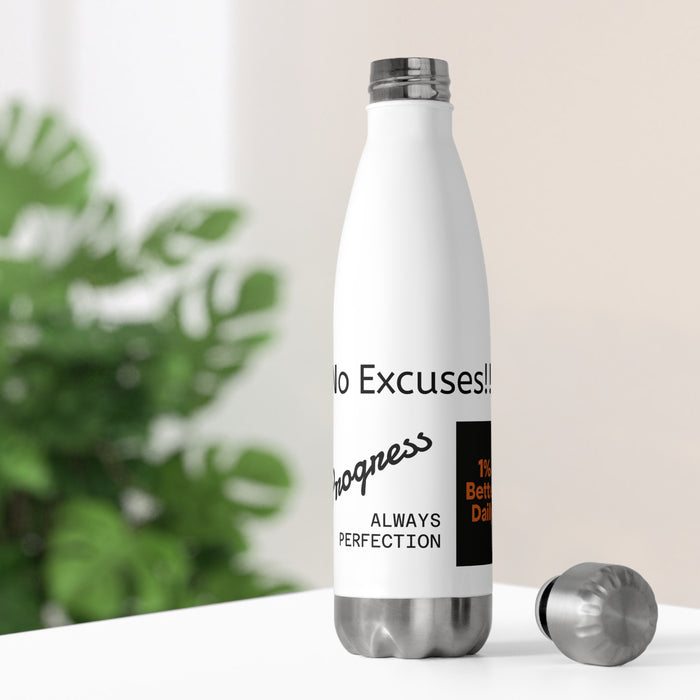 Motivational Insulated Bottle | No Excuses, Daily Inspiration, Reusable Water Bottle, Fitness Gift, Travel Mug, Eco-Friendly Drinkware