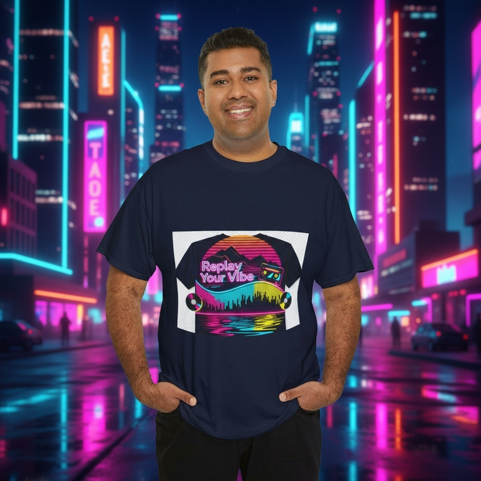 Retro Vibe Unisex Heavy Cotton Tee - Casual Style Shirt, Perfect for Summer Festivals, Graphic T-Shirt, Gift for Music Lovers, Comfort Wear